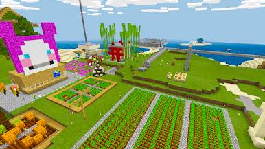 開拓した拠点まわり。ニラ子の住まいとその周辺。この後クリーパーにやられたので拠点は取り壊され、再開発中。