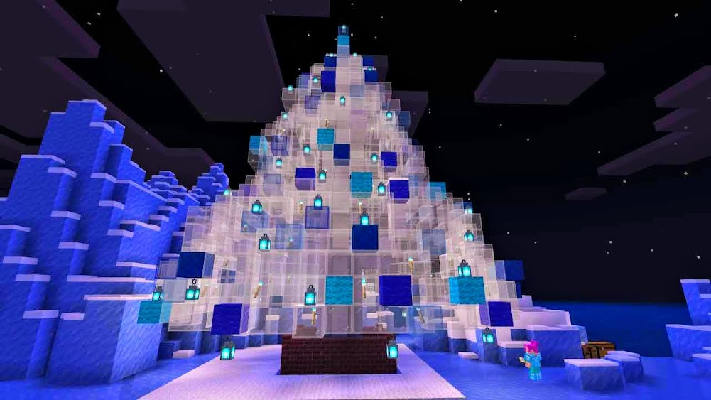 マイクラで作ったクリスマスツリー。ニラ子が徹夜で作業して完成させた執念の一作。